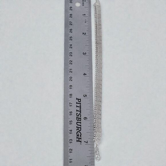 Vintage Mexico 925 Silver Greek Key Bracelet Maze Flexible Link 7.5" - Picture 8 of 9